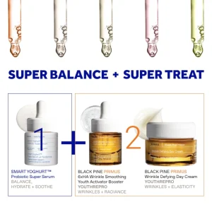 KORRES Promo Greek Yoghurt Smart Probiotic Serum 15ml & Black Pine Primus 6xHA Serum 15ml & Black Pine Primus Wrinkle Defying Day Cream 40ml & Δώρο Νεσεσέρ